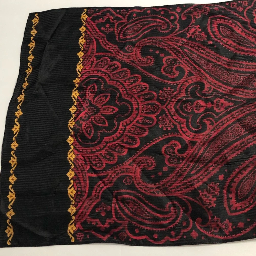 Red/Black/Gold Patterned Straight Scarf